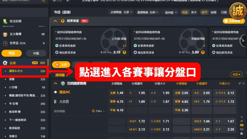 足球讓分